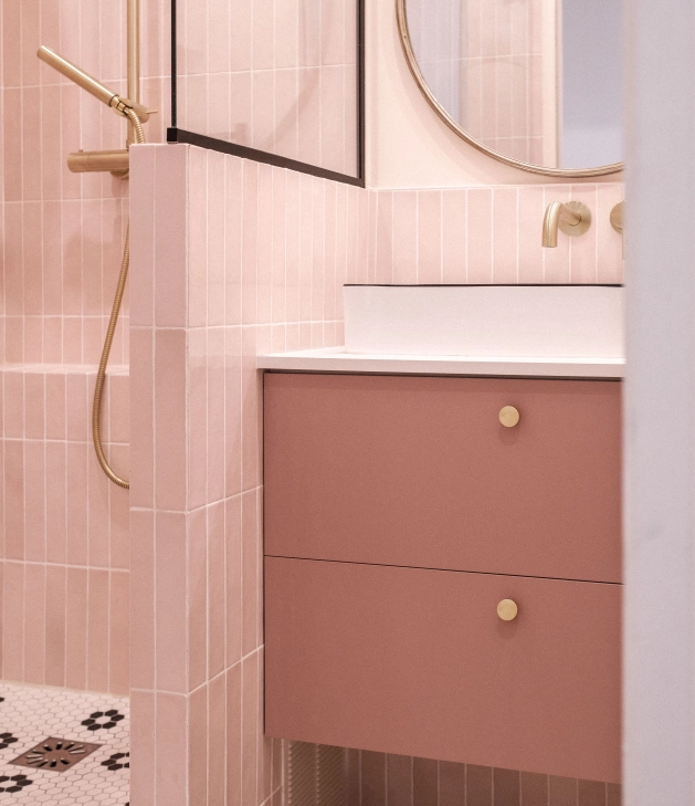 Set aus 2 REMIX-Kommoden in der Farbe Antikrosa, 45 cm breit x 29 cm hoch